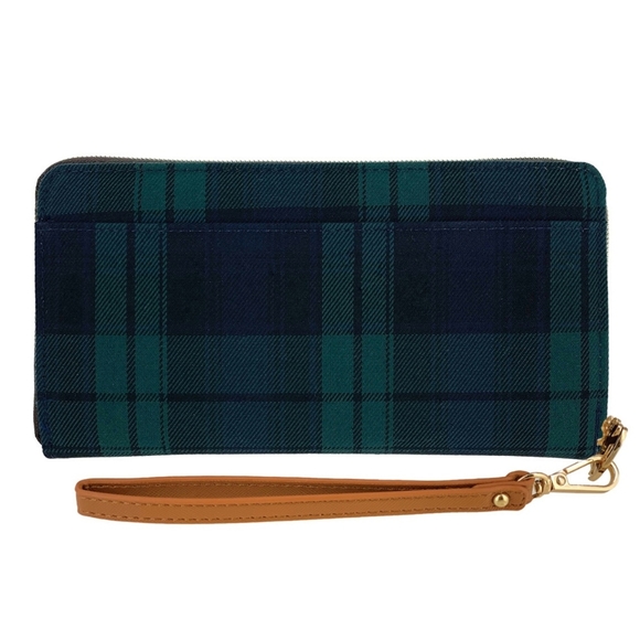 Waterproof Plaid Zipper Wristlet Long Wallet - Picture 2 of 9